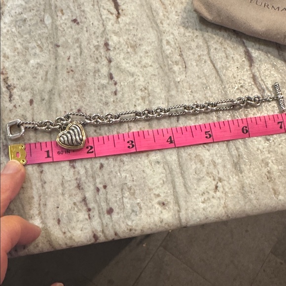 David Yurman  🎉HPx2🎉🎈Figaro 925 link bracelet with 925 and 18kt heart charm - Picture 10 of 11